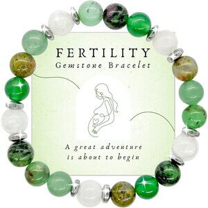 Elegant Fertility Bracelet for Women with Natural Crystals 8mm Beaded Stretch Gi